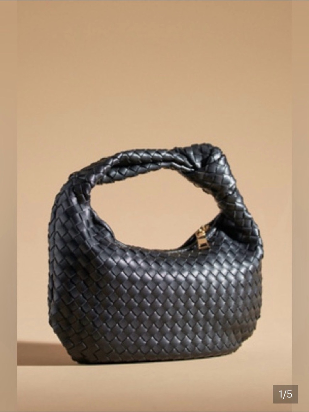 Melie Bianco Anthropologie woven black handbag